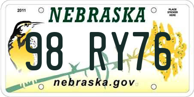 NE license plate 98RY76