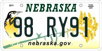 NE license plate 98RY91
