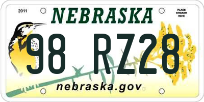 NE license plate 98RZ28