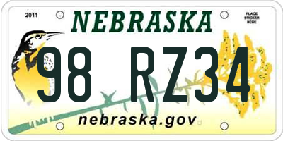 NE license plate 98RZ34