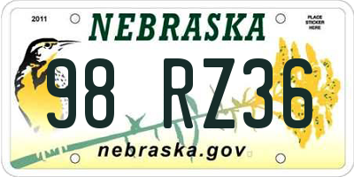 NE license plate 98RZ36