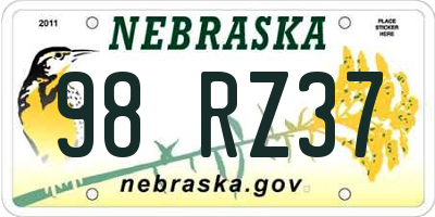 NE license plate 98RZ37