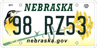 NE license plate 98RZ53