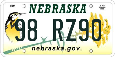 NE license plate 98RZ90