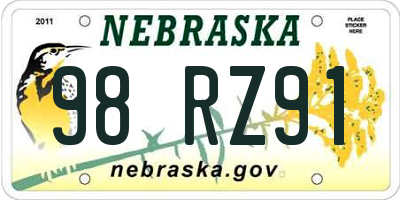 NE license plate 98RZ91