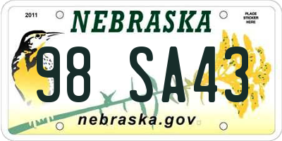 NE license plate 98SA43