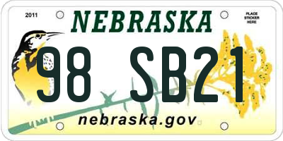 NE license plate 98SB21