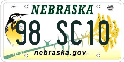 NE license plate 98SC10