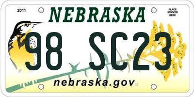 NE license plate 98SC23