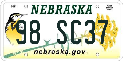 NE license plate 98SC37