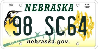 NE license plate 98SC64