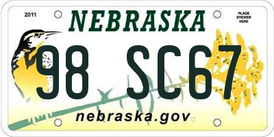 NE license plate 98SC67