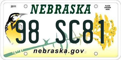 NE license plate 98SC81