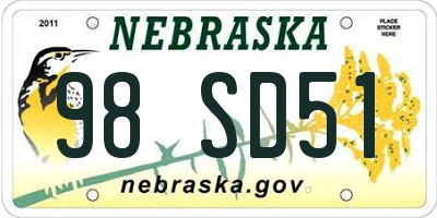 NE license plate 98SD51