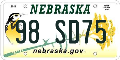 NE license plate 98SD75