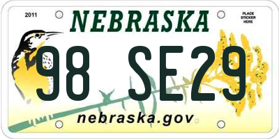 NE license plate 98SE29