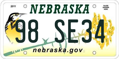NE license plate 98SE34