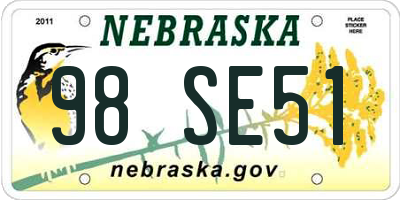NE license plate 98SE51