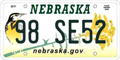 NE license plate 98SE52