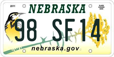 NE license plate 98SF14