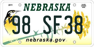 NE license plate 98SF38