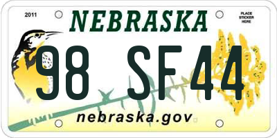 NE license plate 98SF44