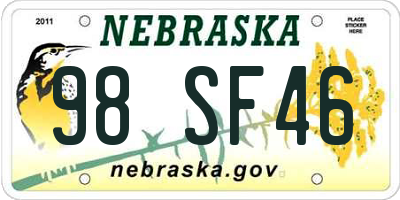 NE license plate 98SF46