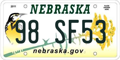 NE license plate 98SF53