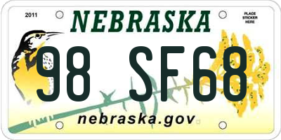 NE license plate 98SF68