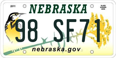 NE license plate 98SF71