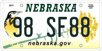 NE license plate 98SF88