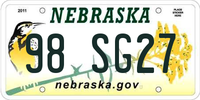 NE license plate 98SG27
