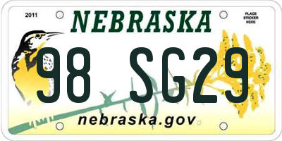 NE license plate 98SG29