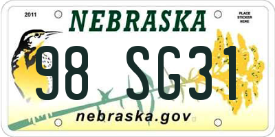 NE license plate 98SG31