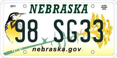 NE license plate 98SG33