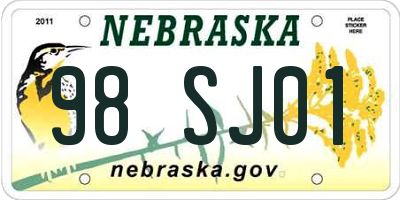 NE license plate 98SJ01