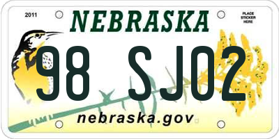 NE license plate 98SJ02