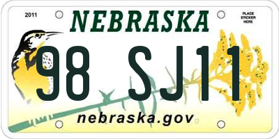 NE license plate 98SJ11