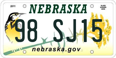NE license plate 98SJ15