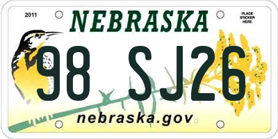 NE license plate 98SJ26