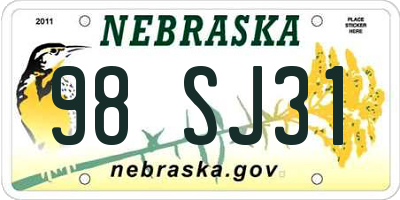 NE license plate 98SJ31