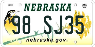 NE license plate 98SJ35