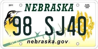 NE license plate 98SJ40