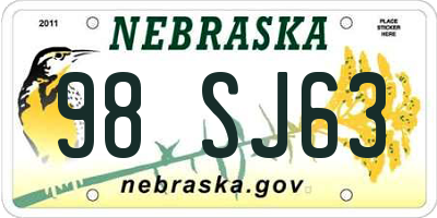 NE license plate 98SJ63