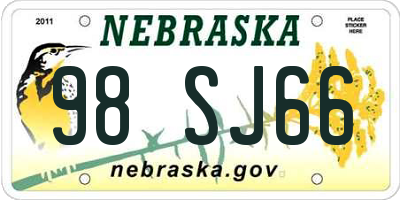 NE license plate 98SJ66