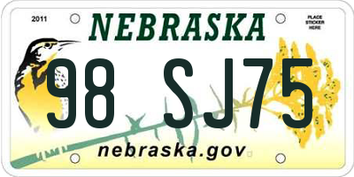 NE license plate 98SJ75