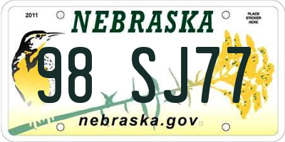 NE license plate 98SJ77