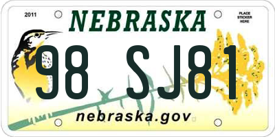 NE license plate 98SJ81