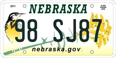 NE license plate 98SJ87