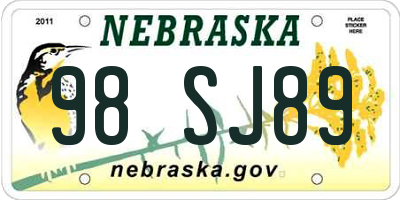 NE license plate 98SJ89
